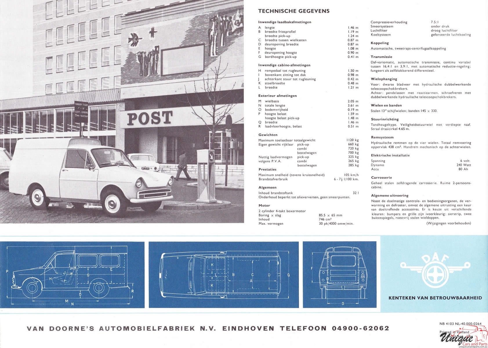 1964 DAF Bestelauto Brochure Page 2